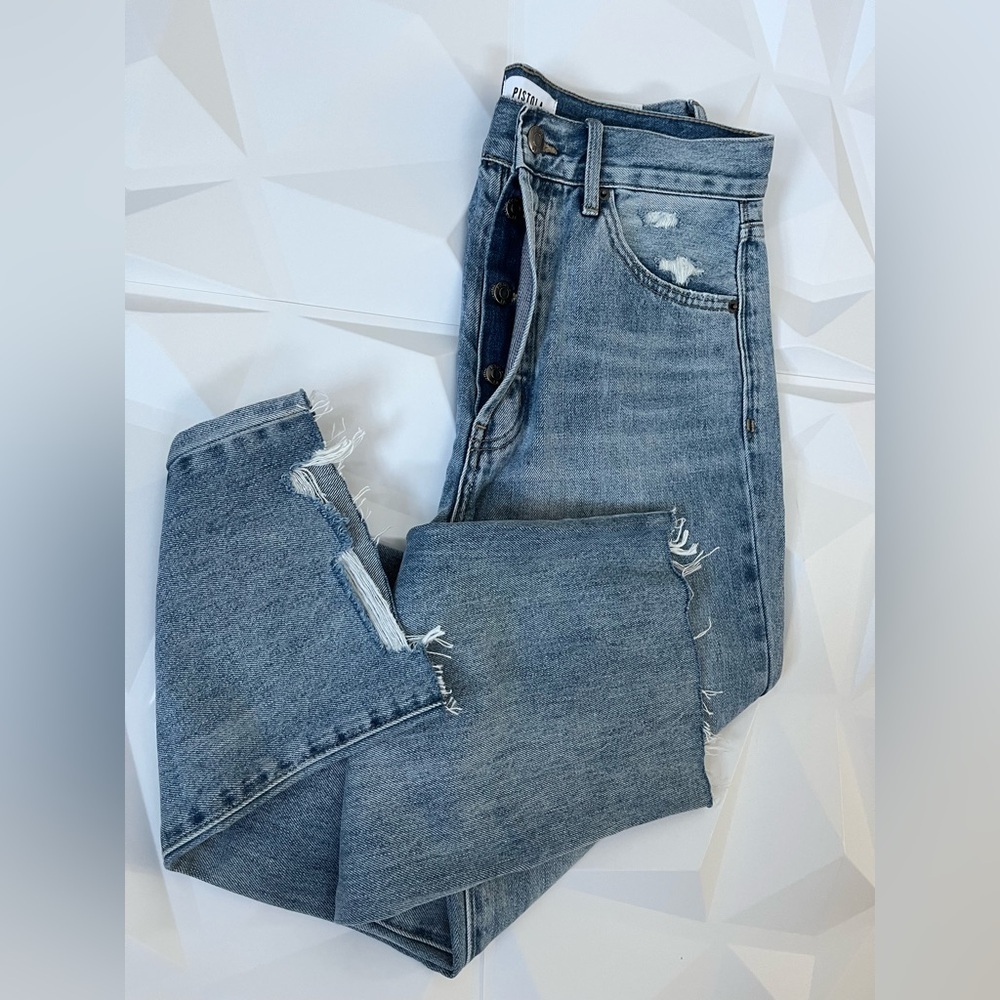 PISTOLA Jeans Women Size:28 Charlie High Rise Distressed Straight Leg Button Fly - Picture 14 of 17